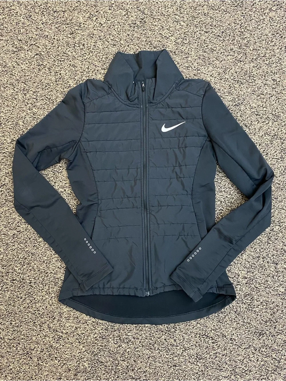 Nike Quilted Hybrid AeroLayer Performance Running Jacket Black XS